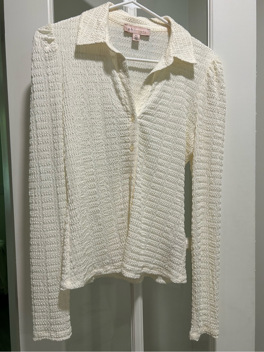 Philosophy Cream Knit Button-Front Shirt